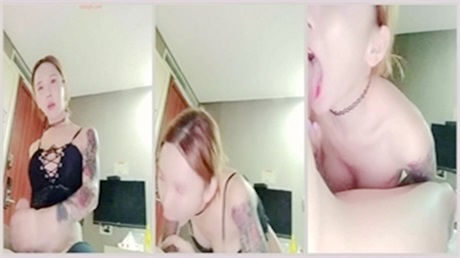 Big tits transvestite Qiqi high value eats big cock black silk footjob female top