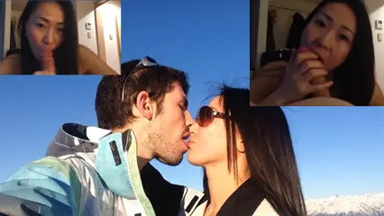 Let me show you what a dog-licking young woman is like, with a big chicken in her mouth!