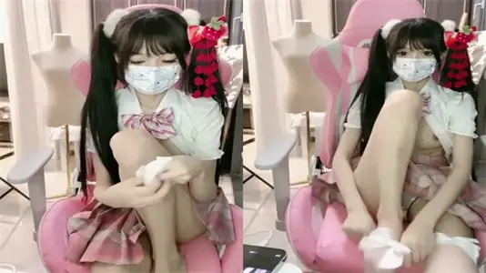 White silk double ponytail seedling slim tender girl lewd language liao coquettish interactive props play coquettish force