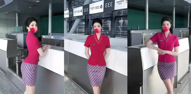 Sexy beauty [Miss Duo in China Southern Airlines acridine] sex private shoot out, real China Southern Airlines in-service stewardess toilet no set of fierce fighting rich second generation